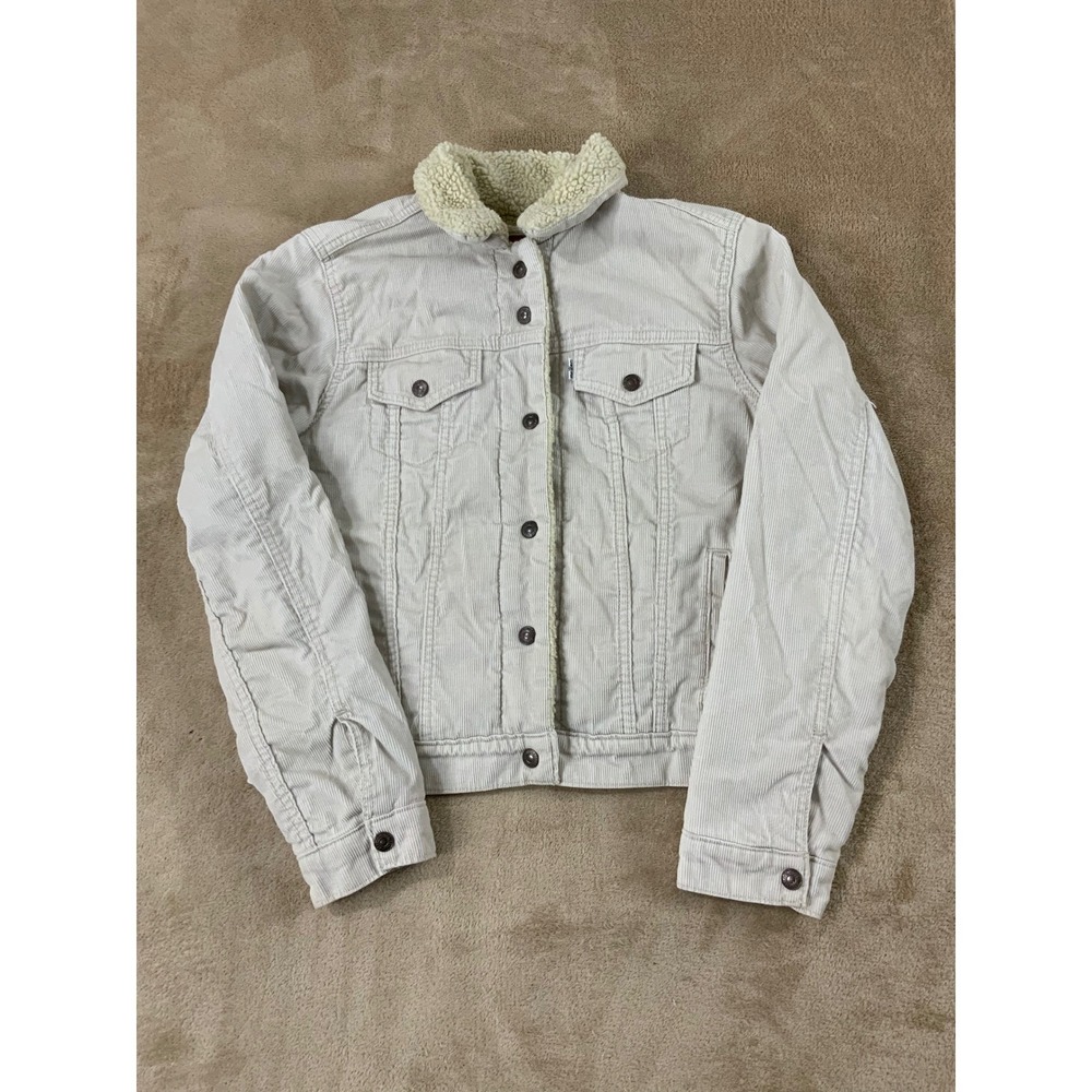 Levi's Corduroy Sherpa Lined Snap Jean Jacket Womens‎ Medium White